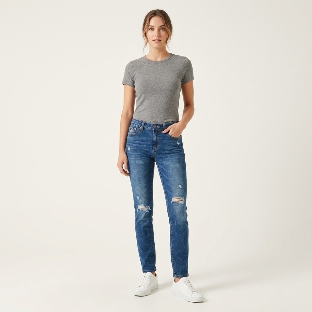 Aeropostale High Rise Jegging Women 6 Reg Blue Distressed Ripped Denim Jeans